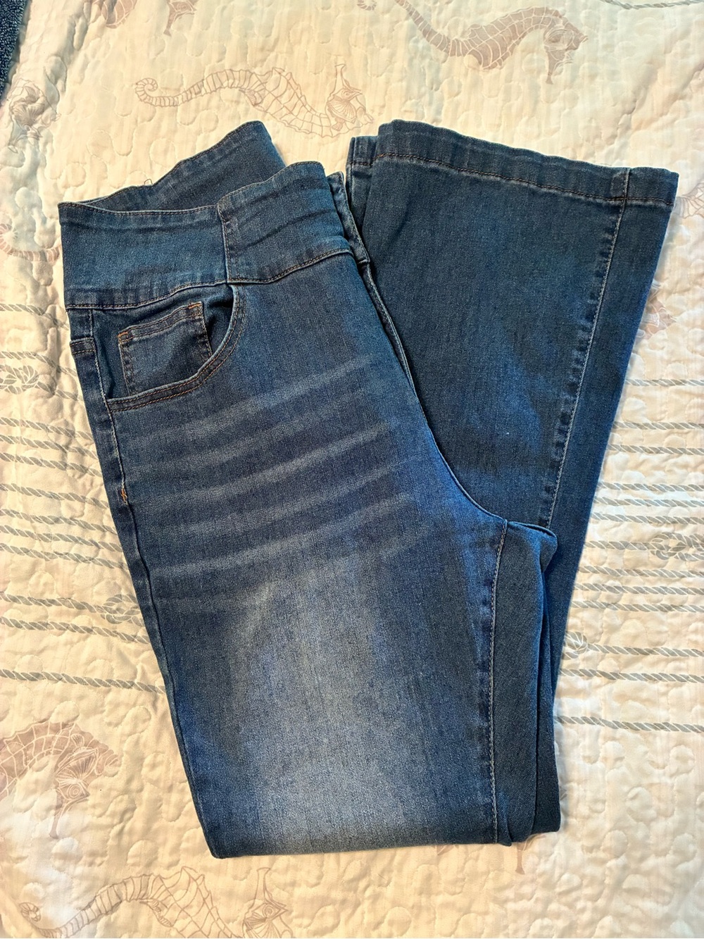 SHEIN Dark Blue Flared Leg Jeans - Picture 2 of 7